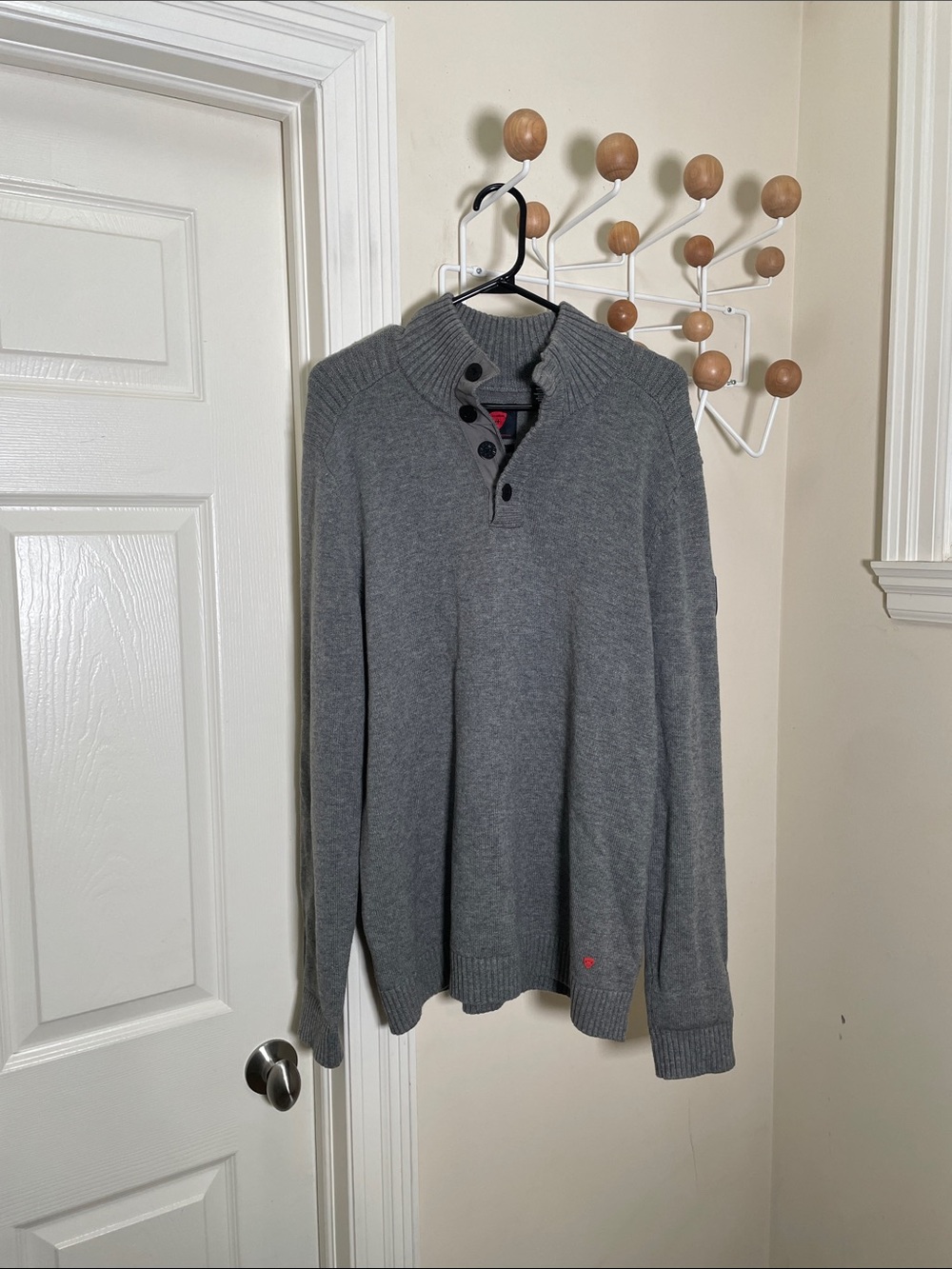 Strellson Wool Quarter-Button Knit Sweater - Grey - XL
